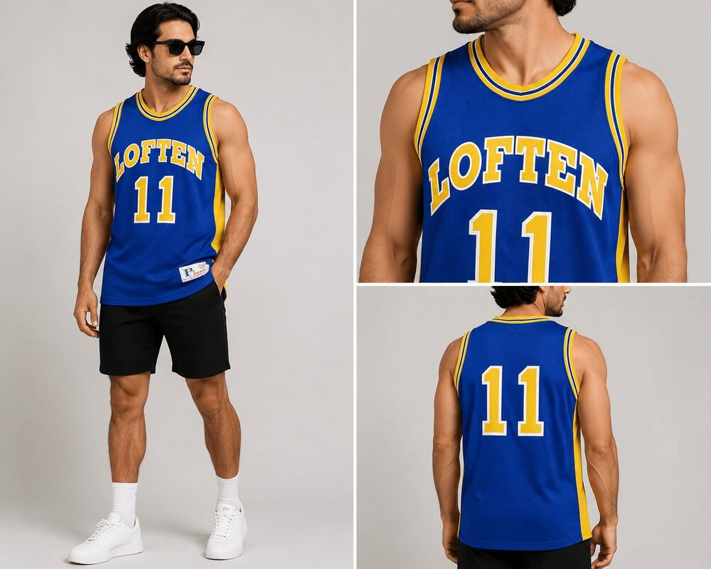 Vintage Pro Image Loften 11 Basketball Jersey Men's M Blue Yellow Made USA Nylon
